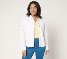 Fashion Women's Jacket Sz S Embroidered Eyelet Color Denim White A683195