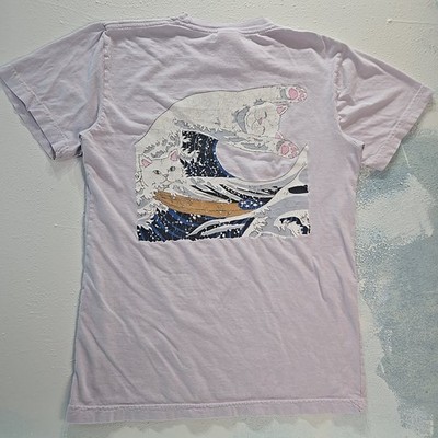 Ripndip Lord Nermal Mens Small T Shirt Lavender Great Wave Of Nerm Graphic Tee