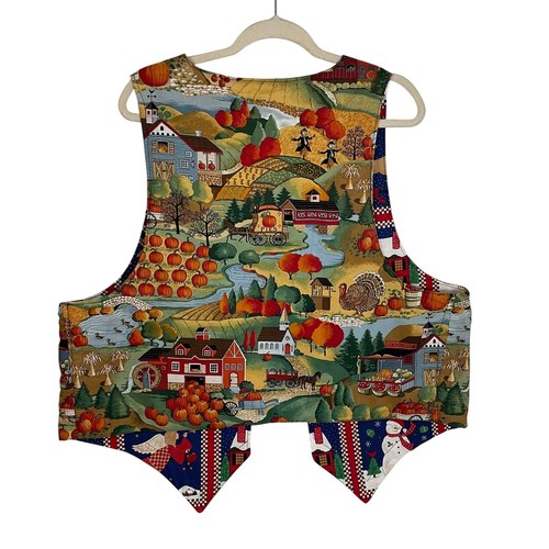 Handarbeit Wendeweste Oversize Herbst Erntedank Weihnachten Urlaub Druck - Bild 3 von 20