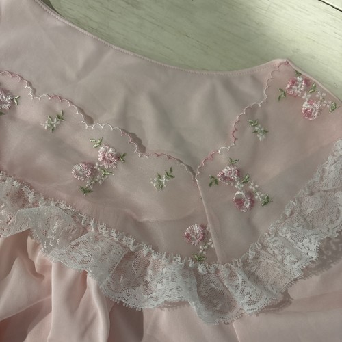 Shadowline Nightgown Women’s M Pink Long Sleeve~Embroidered Flowers - Picture 12 of 18