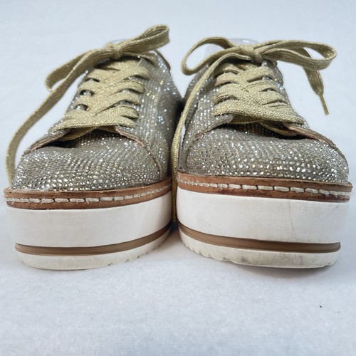 Y2K Chelsea & Violet Gold Platform Sequin Embellished Sneakers Minie Lace Sz 10 - Picture 4 of 10