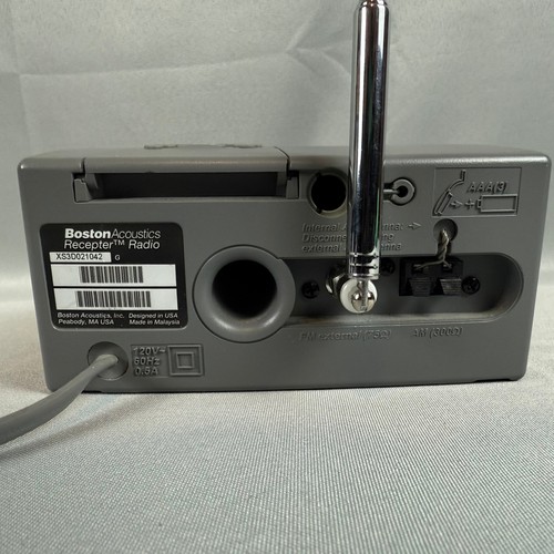 Boston Acoustics Recepter Radio AM FM Dual Alarm Clock Gray Works Tested - Picture 10 of 12