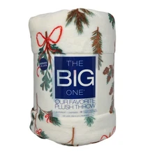 The Big One Oversized Holiday Plush Throw Blanket Sprigs Christmas 60" x 72"