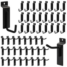 50 Pack Black Slatwall Hooks, 25 J-Shaped, 25 2 Straight, Garage Display