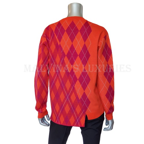 STELLA MCCARTNEY SWEATER RED HOT PINK WOOL ARGYLE PRINT TOP $985 IT 42 US 6 - 8 - Picture 6 of 16