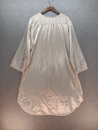 VTG Jaclyn Smith Robe House Dress Size Large Cream Embroidered Lace Grannycore - Picture 9 of 9