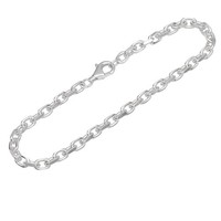Armband 925 Sterling Silber 19Cm Ankerkette Seitlich Diamantiert Herren Armkette