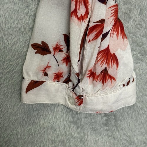 Gap Blumen Bluse Oberteil Damen M V-Ausschnitt 3/4 Arm weiß rot rosa Viskose - Bild 9 von 12