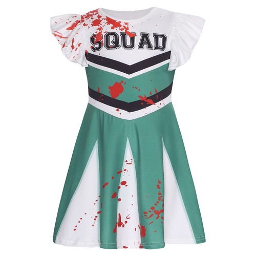 Girl Zombie Costume Big Boy Flying Short Sleeve Halloween Party Jumperdress - Picture 46 of 114