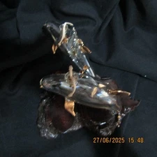 Stunning Dolphins Oil Lamp With Wicks 2 Large Dolphins 1 Baby Never Used.