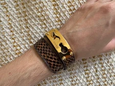 Fendi Snakeskin Double-Wrap Bracelet – Gold Hardware – Size L 