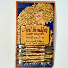 Antique/Vintage Set of 4 Flapper Hair Waver Clips 1922 Nell Brinkley on Card 