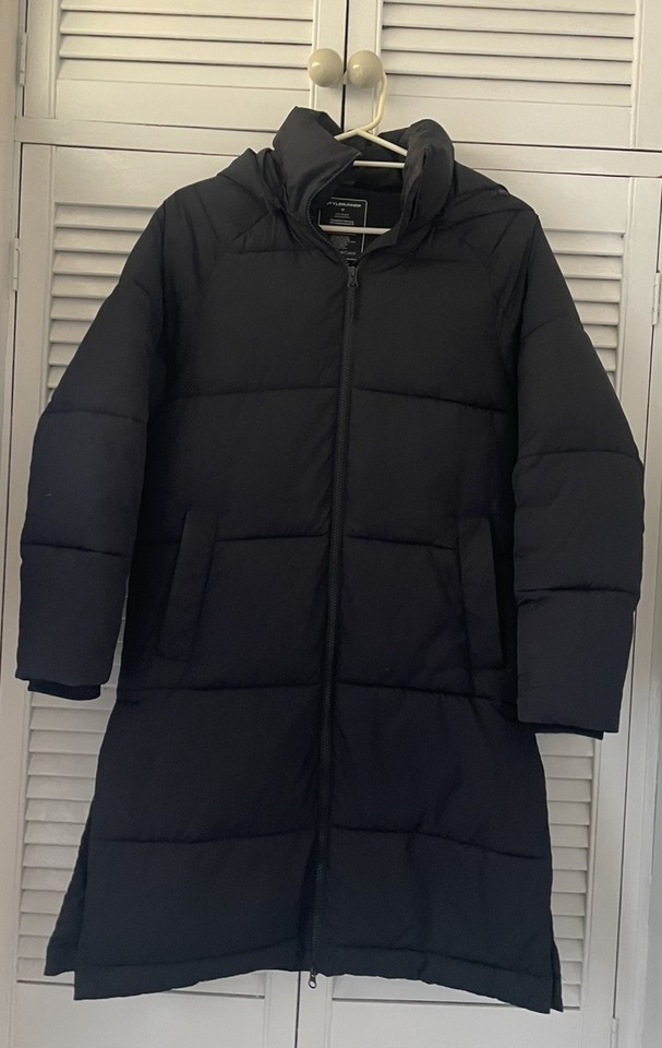 Stylerunner Knee length Black Puffer Hoode Coat - With Hood -Size M