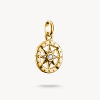 Thomas Sabo Charm AnhäNger Kompass 925 Silber Vergoldet Stein Weiß CC1261-414-14