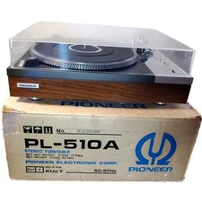 Vintage Pioneer PL 510A stereo giradischi manuale trazione diretta Shure M91ED impiallacciatura