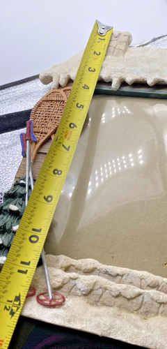 Cornice portafoto cabina invernale rialzata 3D contiene foto 7x9 accogliente tema racchette da neve sci - Foto 15 di 17