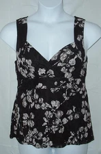 NEW NWT Black Floral Jr Sz XL Empire Waist Lacy Lined Sleeveless Shirt JOEI & I