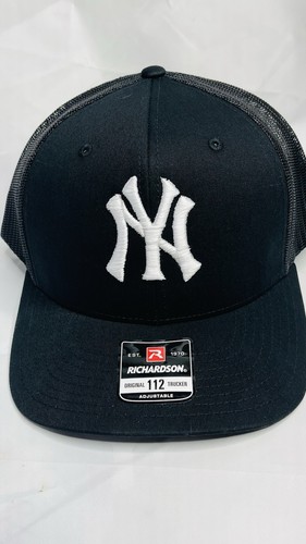 New York Yankees Richardson 112 Trucker Hat Cap Black With White NY Adjustable
