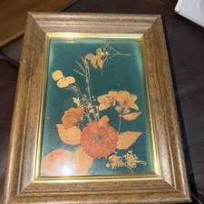 Vtg Framed Dried Pressed Flowers in 6X7 Wood Frames Signed 1972