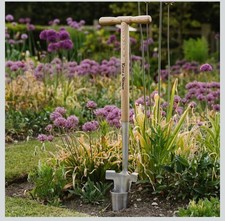 Kent and Stowe Stainless Steel Long Handle Bulb Planter Ash Handle Long Life 5*