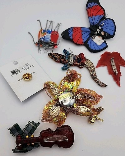 Vintage Modeschmuck Konvolut Urlaub Basteln Kunst Figur Pailletten Schmetterling Spinne - Bild 15 von 21