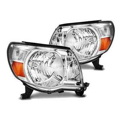 Chrome Headlamps Left+Right Pair Headlights Fit For Toyota Tacoma 2005-2011