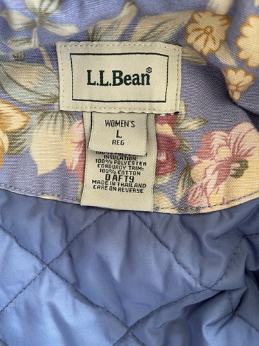 Rare! LL Bean Floral Lavender Chore Barn Coat Jacket Large Quilted Thinsulate - Picture 3 of 9