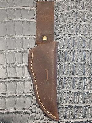 Dark Brown Up&Down Open Top Belt Loop Fix Blade Knife Leather Sheath 