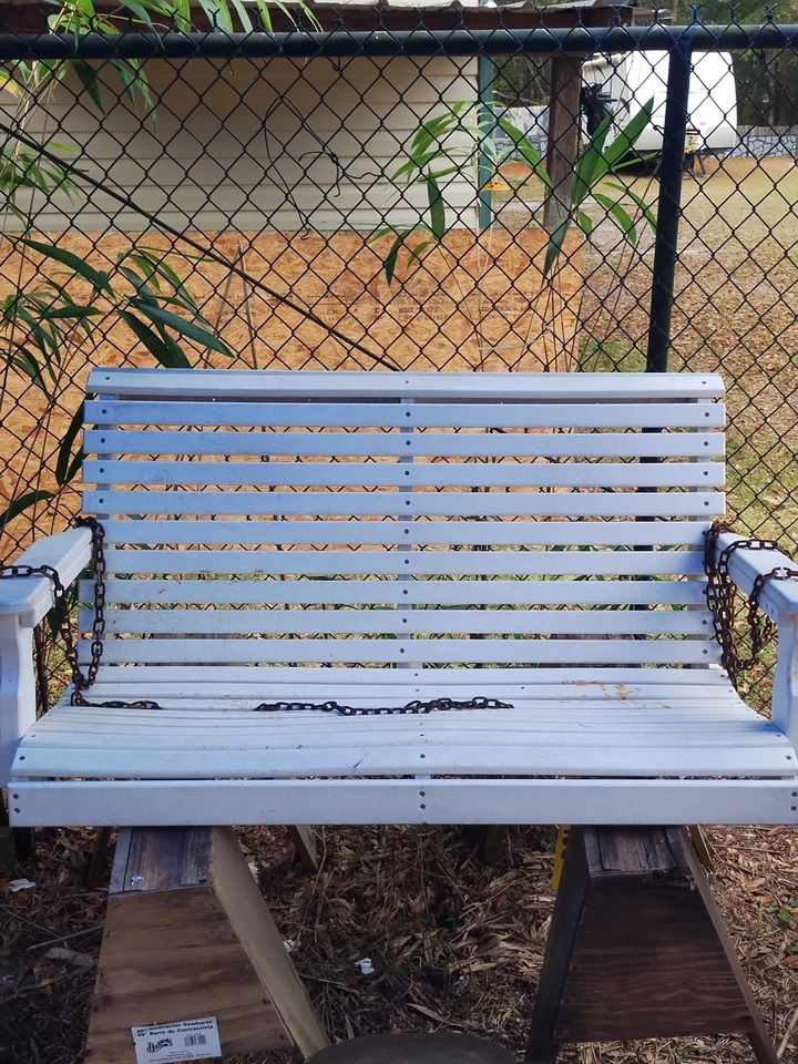 露台门廊秋千椅带链条户外悬挂长椅适用于公园和甲板 — 第 2/2 张图片