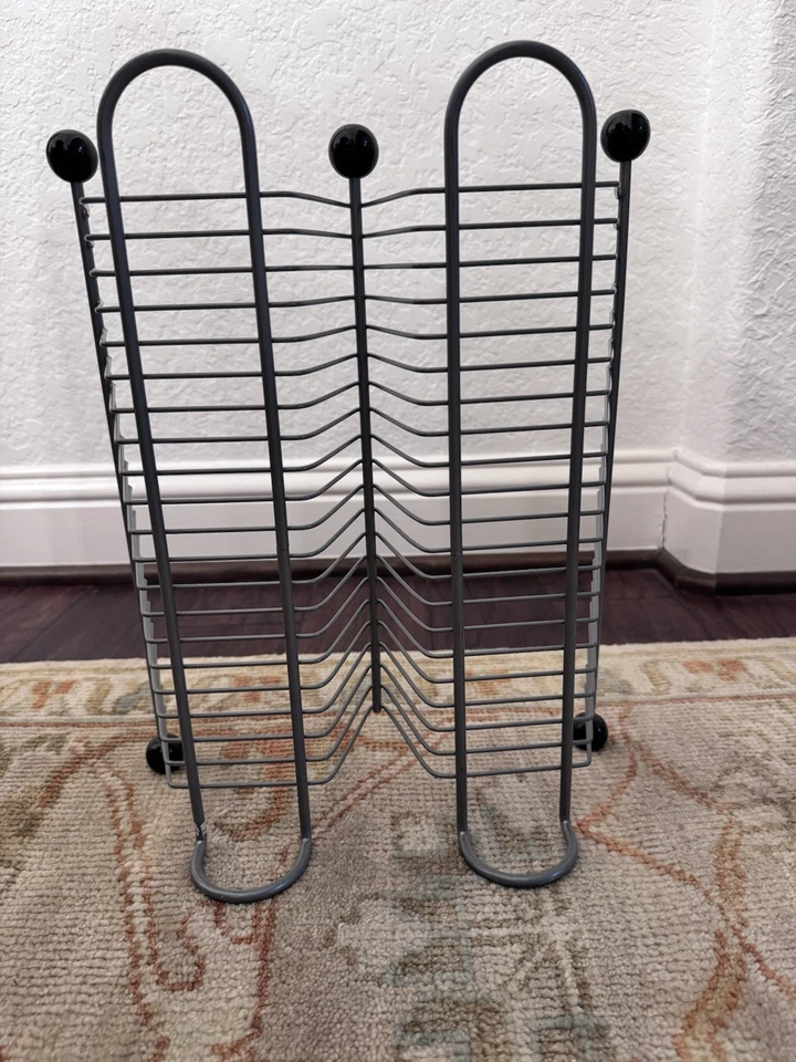 Vintage Wire CD Tower Rack Stand Holds 40 CDs 15” Tall Y2K Media Storage Gray - Image 3 of 4