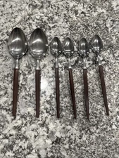 Ekco Eterna CANOE MUFFIN Forged Stainless Korea Flatware Lot of 6 Pieces Spoons