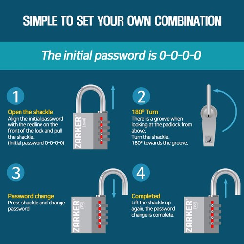 X50L - 4-stelliges strapazierfähiges langes Bügel-Zahlenschloss, 1er-Pack - Bild 2 von 7