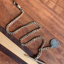 Antique Simmons 11.75" 1/10 12K Gold Filled Pocket Watch Chain 13.16 Grams