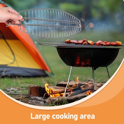 Foldable Stainless Steel Fish Grill Basket Outdoor BBQ Rack Camping Accessory - Picture 4 of 12