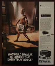 1990 Panasonic 12 Disc CD Changer Vintage Print Ad Car Crash Test Dummy