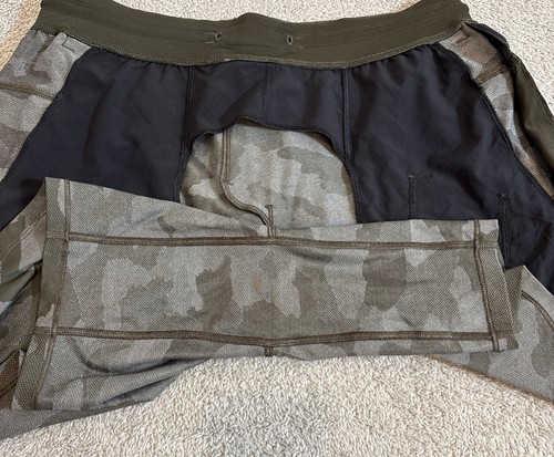 Lululemon T.H.E. Short Mens Large Green Camo 7.5” Inseam Linerless Athletic Gym - Picture 15 of 17