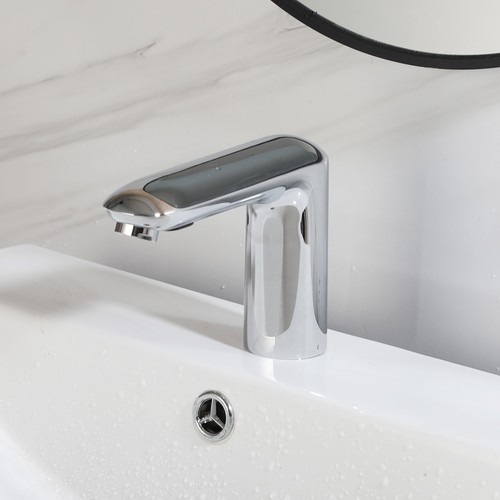 Grifo mezclador grifo sin contacto con sensor manos libres automático para baño cromado de 5" - Imagen 13 de 16