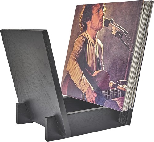 Black Vinyl Record Storage Holder Rack Album Display Stand Solid Wood Oak Wooden - Picture 2 of 9