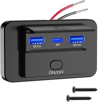 USB Steckdose 12V Schnellladegerät QC3.0 USB-C PD Einbau für Wohnmobil Boot LKW