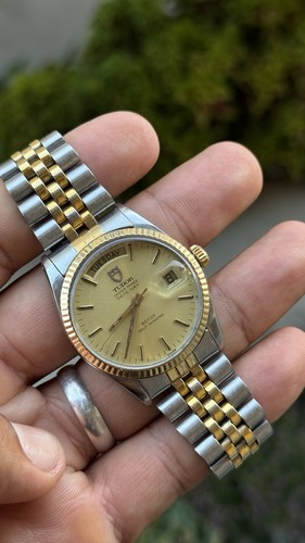 Tudor Oyster Prince Watch Men 36mm Gold Dial Two Tone Day Date Automatic - Picture 2 of 15
