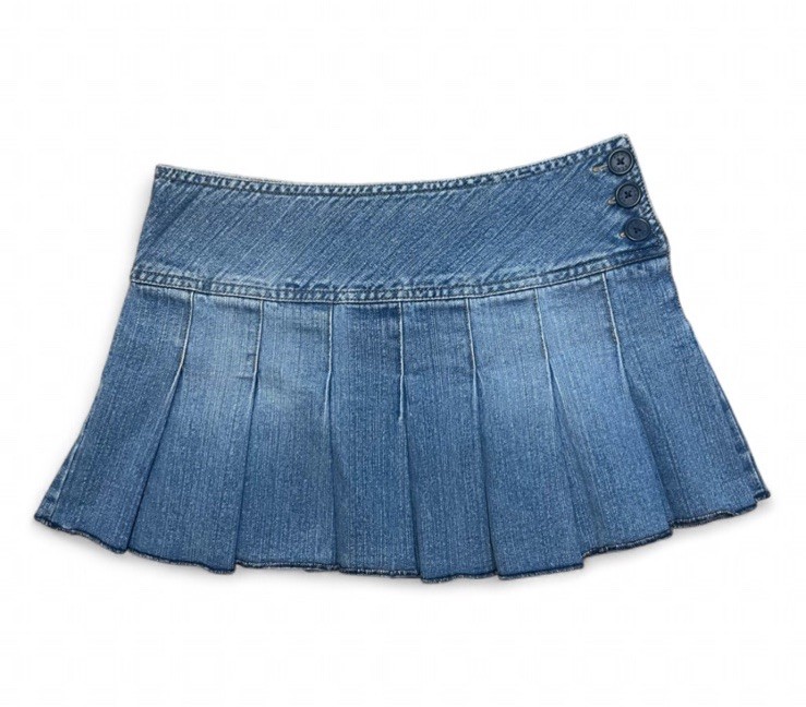 Y2K Aeropostale Micro Mini Pleated Denim Skirt - Size 1/2