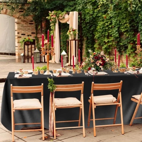 Accesorios Boda Fiesta Satén Mantel Blanco Rosa Monocromático Mantel - Imagen 8 de 16