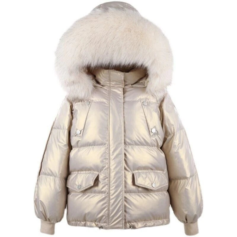 Down Jacket Women New Short Korean Glossy Duck Down Slim High-end Warm Jacket - Image 4 of 4