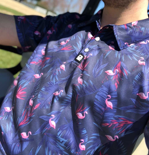 Greater Half GH Polo Shirt Mens XL Flamingo Mingos Polo Performance Golf Stretch - Picture 5 of 10