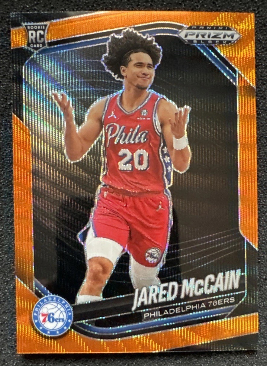 2024-25 Prizm Black Jared McCain Orange Wave /60 SSP RC 76ers Rookie #80 📈 🔥
