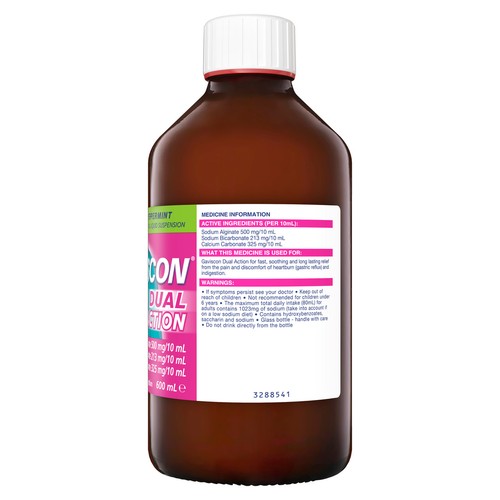 Gaviscon Dual Action Liquid Peppermint 600ml - Picture 5 of 11