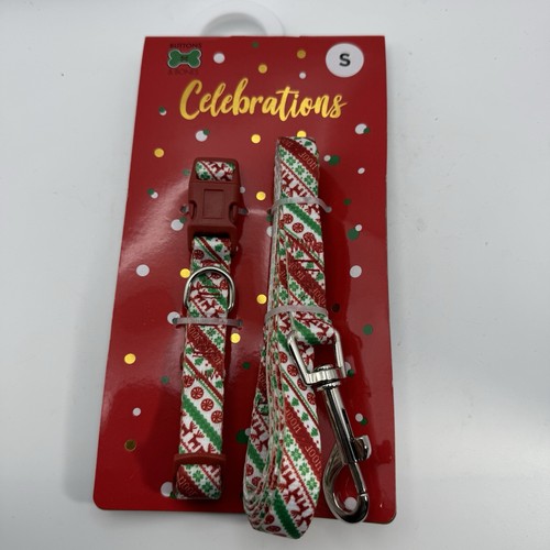 Dog Collar & Leash Set Christmas Holiday New Small - Picture 1 of 4