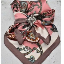 Mocha Pink Paisley Western Southwestern Wild Rag Scarf Accent