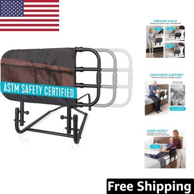 EZ Adjust Bed Rail for Elderly - Safe & Stylish Support with Ancillary Organizer