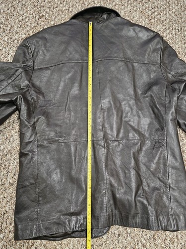 L.A. Leather Classic Jacket Brown Leather Button Front Pockets Lined Sz 44 Men's - Picture 5 of 9